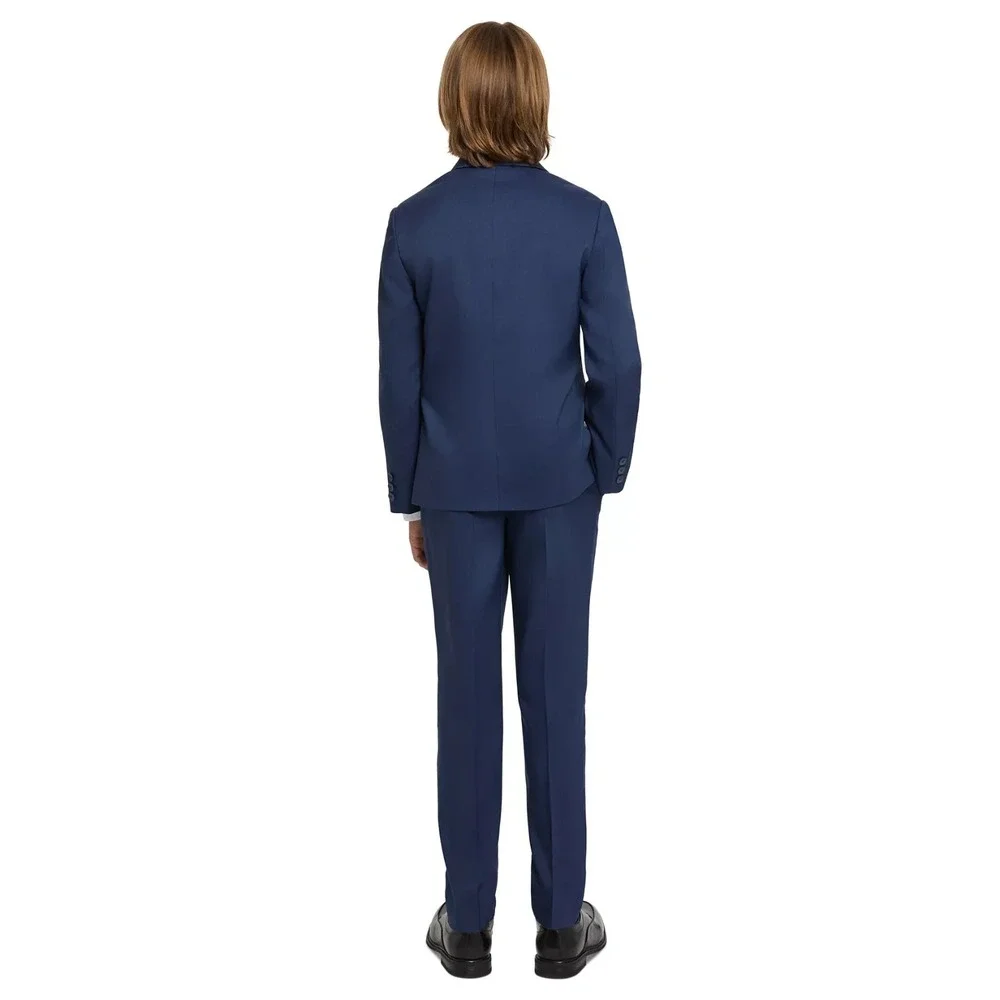 Haggar Big Boys 4 Piece Suit Set Pants Jacket -‎ Navy / White Size 12
